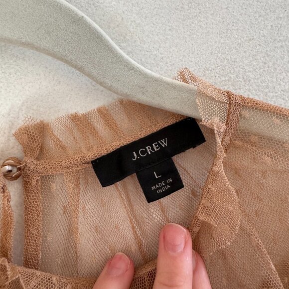 J. Crew - Sheer Tulle Ruffle Swiss Dot Blouse - Size Large - Picture 3 of 5